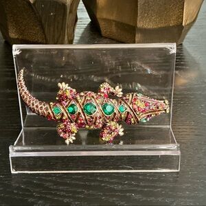 NEW Fashion - Gold Alligator Brooch with Jewel Accents